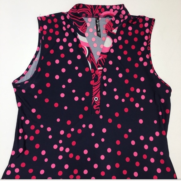 White Mark Plus Zuri Tunic Dress Navy Pink 1XL - Picture 5 of 8